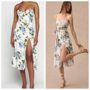 Excellent condition Reformation Kieryn Riviera Linen Floral Midi Dress, size 2